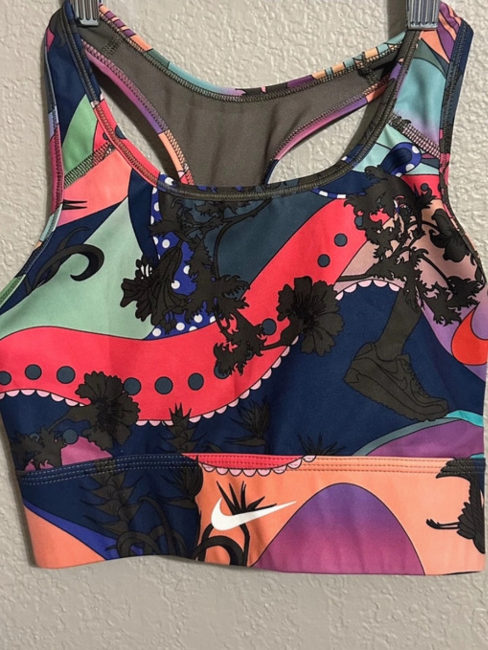 Nike Multicolor Abstract Print Racerback Sports Bra